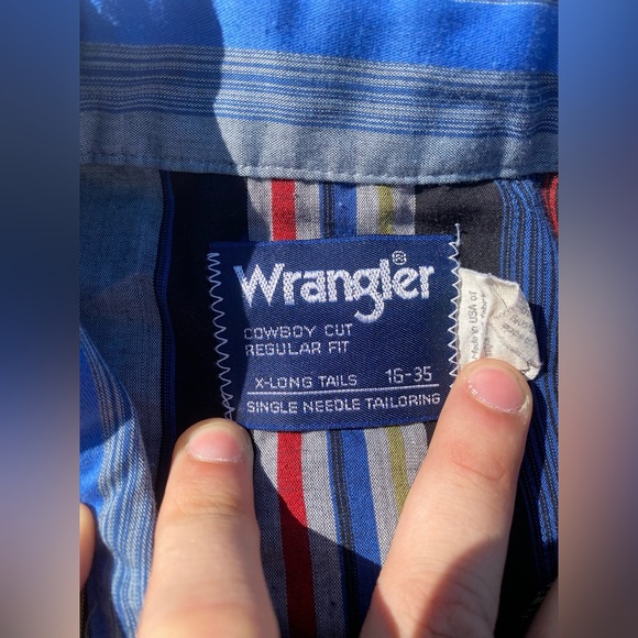 Wrangler Vibrant Striped Button Down Shirt Black Snap Button Vintage Western - Picture 7 of 7